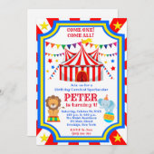 Circus Carnival Birthday Party Invitation Kaart (Voorkant / Achterkant)