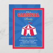 Circus Carnival Birthday Party Invitation Kaart (Voorkant / Achterkant)