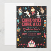 Circus Carnival Birthday Party Invitation Kaart (Voorkant / Achterkant)