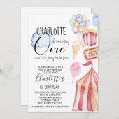 Circus Carnival Birthday Party Invitation Kaart (Voorkant / Achterkant)
