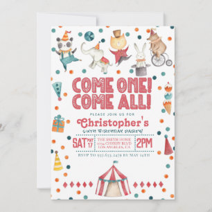 Circus Carnival Birthday Party Invitation Kaart