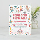 Circus Carnival Birthday Party Invitation Kaart (Staand voorkant)