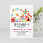 Circus Carnival Birthday Party Invitation Kaart (Staand voorkant)