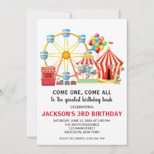 Circus Carnival Birthday Party Invitation Kaart