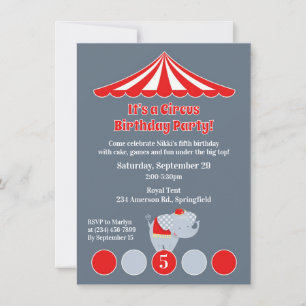 Circus Carnival Birthday Party Invitation Kaart