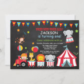 Circus Carnival Birthday Party Invitation Kaart (Voorkant)