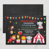 Circus Carnival Birthday Party Invitation Kaart (Voorkant / Achterkant)