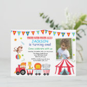 Circus Carnival Birthday Party Invitation Kaart (Staand voorkant)