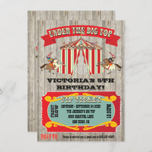 Circus Carnival Birthday Party Invitation Kaart