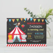 Circus Carnival Birthday Party Invitation Kaart (Staand voorkant)