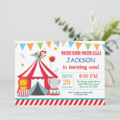 Circus Carnival Birthday Party Invitation Kaart (Staand voorkant)