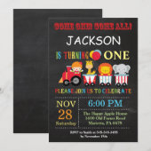 Circus Carnival Birthday Party Invitation Kaart (Voorkant / Achterkant)