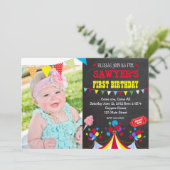 Circus Carnival Birthday Party Invitation Kaart (Staand voorkant)