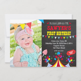 Circus Carnival Birthday Party Invitation Kaart