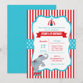 Circus Carnival Birthday Party Invitations Kaart (Voorkant / Achterkant)