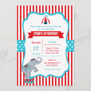 Circus Carnival Birthday Party Invitations Kaart