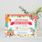 Circus Carnival Birthday Party Invitations Kaart (Staand voorkant)