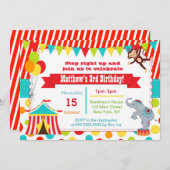 Circus Carnival Birthday Party Invitations Kaart (Voorkant / Achterkant)