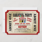 Circus Carnival Birthday Party Invitations Kaart (Voorkant)