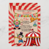 Circus Carnival Birthday Party Kaart (Voorkant / Achterkant)