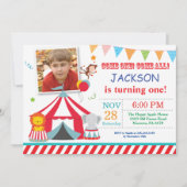 Circus Carnival Birthday Party Photo Invitation Kaart (Voorkant)