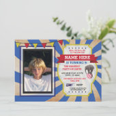 Circus Carnival Birthday Party Photo Invitation Kaart (Staand voorkant)