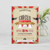 Circus Carnival Birthday Party Red Kaart (Staand voorkant)