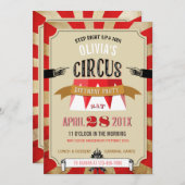 Circus Carnival Birthday Party Red Kaart (Voorkant / Achterkant)