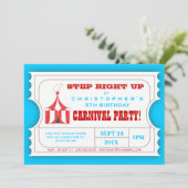 Circus Carnival Birthday Party Ticket Invitation Kaart (Staand voorkant)