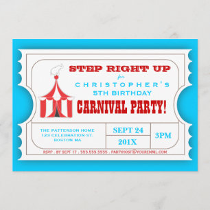 Circus Carnival Birthday Party Ticket Invitation Kaart