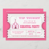 Circus Carnival Birthday Party Ticket Invitation Kaart (Voorkant / Achterkant)