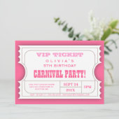 Circus Carnival Birthday Party Ticket Invitation Kaart (Staand voorkant)