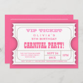 Circus Carnival Birthday Party Ticket Invitation Kaart (Voorkant / Achterkant)