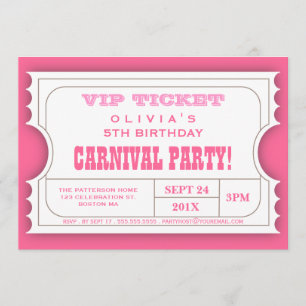 Circus Carnival Birthday Party Ticket Invitation Kaart