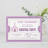 Circus Carnival Birthday Party Ticket Invitation Kaart (Staand voorkant)
