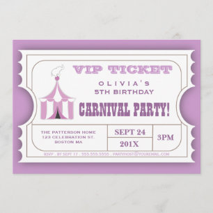 Circus Carnival Birthday Party Ticket Invitation Kaart