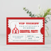 Circus Carnival Birthday Party Ticket Invitation Kaart (Staand voorkant)