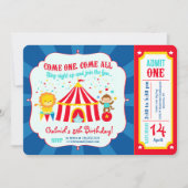 Circus Carnival Birthday Party Ticket Kaart (Voorkant)
