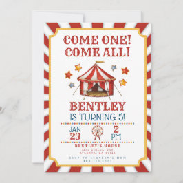 Circus Carnival Birthday Uitnodiging