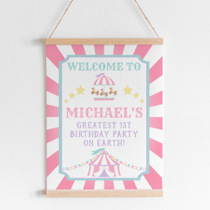 Circus Carnival Birthday Welkomstteken Poster