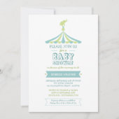 Circus Carnival Blue Green Baby shower Invitation Kaart (Voorkant)