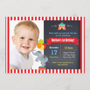 Circus Carnival Chalkboard Birthday Invitations Kaart