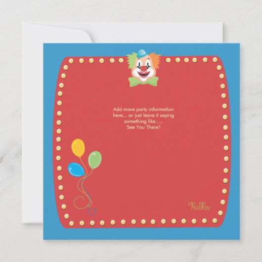 Circus Carnival Clown derde geboortedag Kaart (Achterkant)
