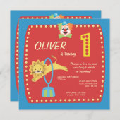 Circus Carnival Clown First (1e) Birthday Party Kaart (Voorkant / Achterkant)