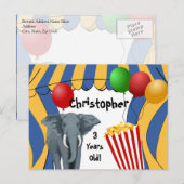 Circus Carnival Custom Birthday Aankondigingskaart (Voorkant / Achterkant)