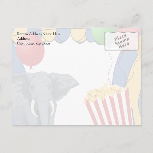 Circus Carnival Custom Birthday Aankondigingskaart (Achterkant)