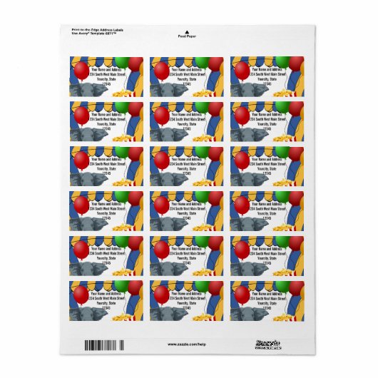 Circus Carnival Custom Birthday Etiket (Full Sheet)