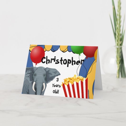 Circus Carnival Custom Birthday Kaart (Voorkant)