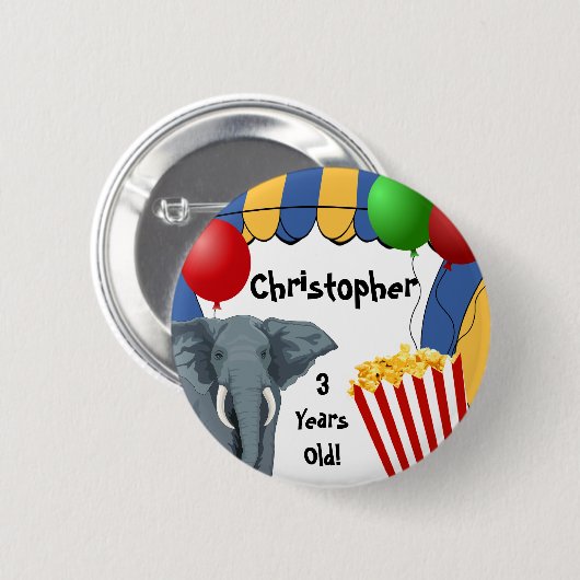 Circus Carnival Custom Birthday Ronde Button 5,7 Cm (Voorkant /achterkant)
