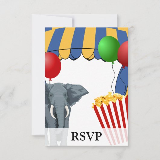 Circus Carnival Custom Birthday RSVP Kaartje (Voorkant)